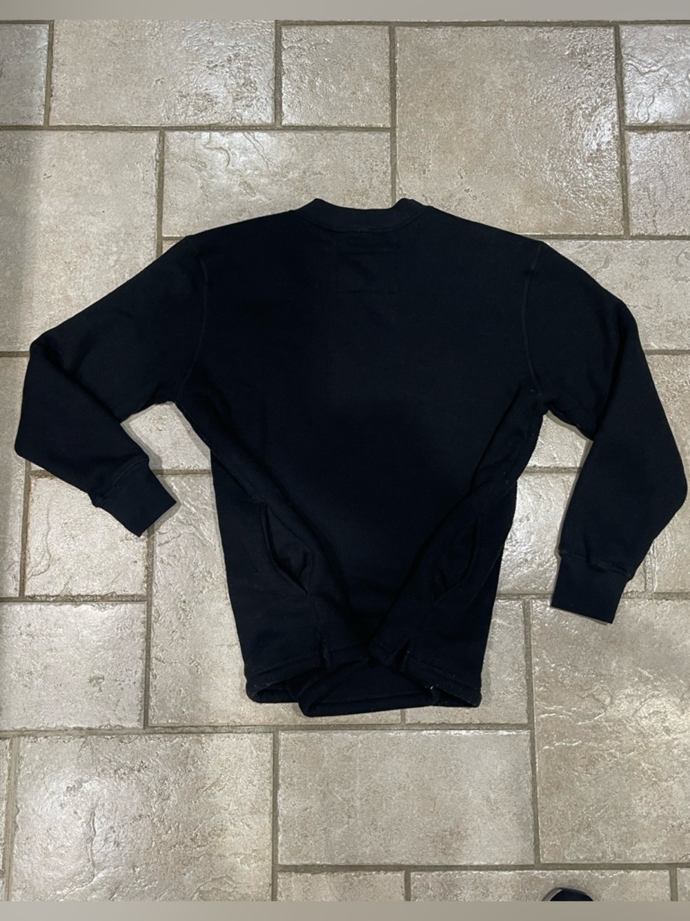 Smith's Black Ribbed Sharps Bonded Thermal Henley Pullover Medium - Picture 3 of 9